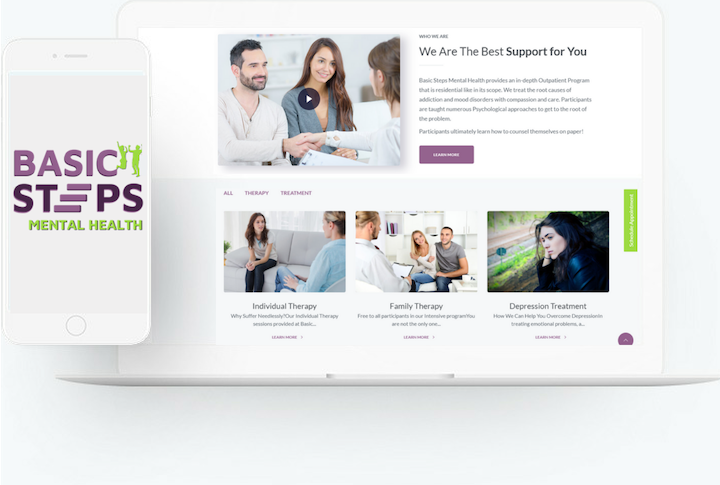 Responsive Mobile Website designed for S9 Digital for Basic Steps Mental Health